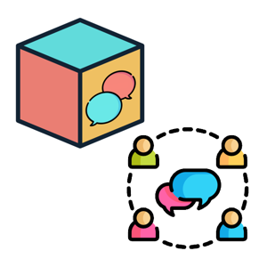 C•CUBE Logo and circle graphic representing peer learning roundtable.